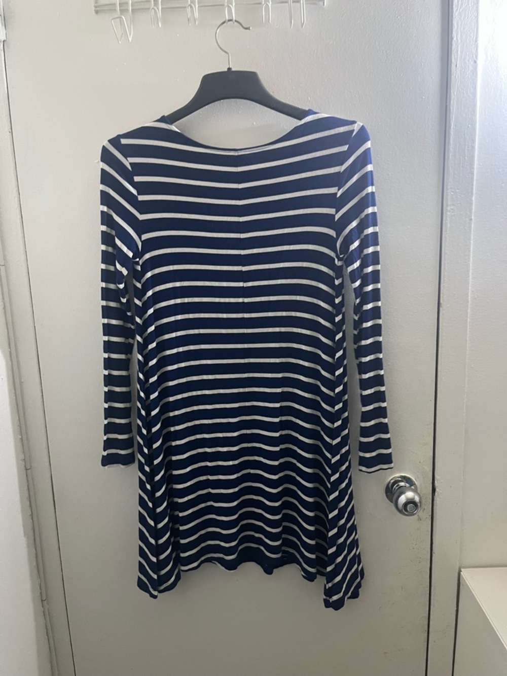 Old Navy Striped Navy and White Long Sleeve Swing Dress - Picture 2 of 6